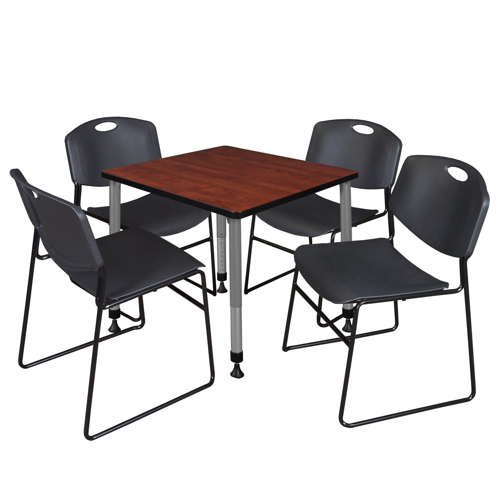 Regency Kee 30 in. Square Adjustable Classroom Table & 4 Zeng Stack Chairs - SchoolOutlet