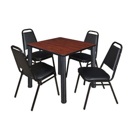 Regency Kee Breakroom Square Table with 4 Restaurant Stack Chairs 30" W x 30" D x 29" H (REG-TB3030P-29)