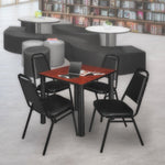 Regency Kee Breakroom Square Table with 4 Restaurant Stack Chairs 30