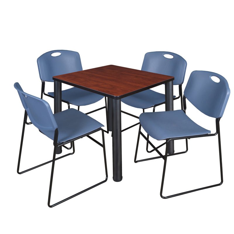Regency Kee Breakroom Square Table with 4 Zeng Stack Chairs 30" W x 30" D x 29" H (REG - TB30304P - 44) - SchoolOutlet