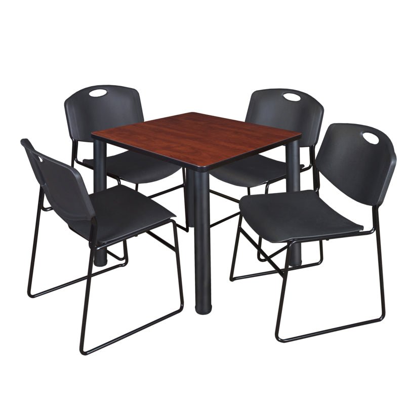 Regency Kee Breakroom Square Table with 4 Zeng Stack Chairs 30" W x 30" D x 29" H (REG - TB30304P - 44) - SchoolOutlet