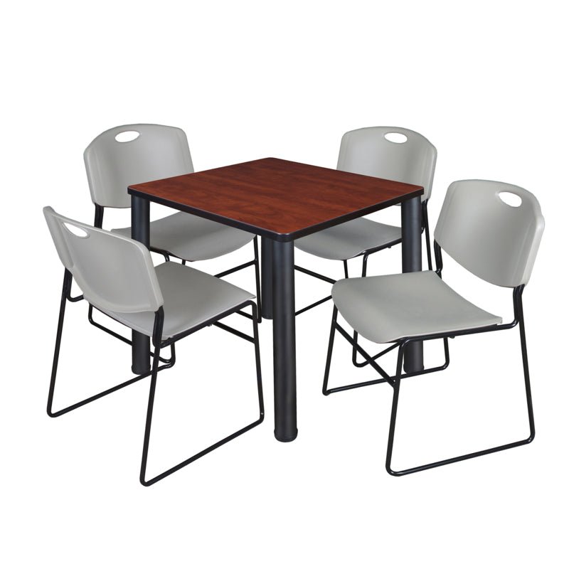 Regency Kee Breakroom Square Table with 4 Zeng Stack Chairs 30" W x 30" D x 29" H (REG - TB30304P - 44) - SchoolOutlet