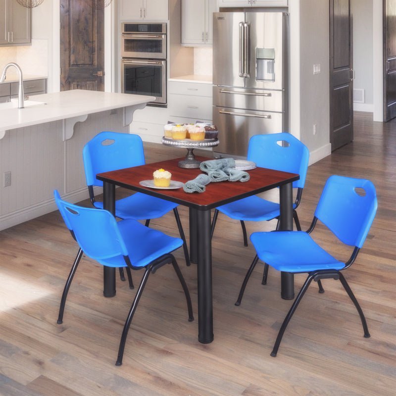 Regency Kee Breakroom Square Table with 4 M Stack Chairs 30" W x 30" D x 29" H (REG - TB3030P4 - 47) - SchoolOutlet