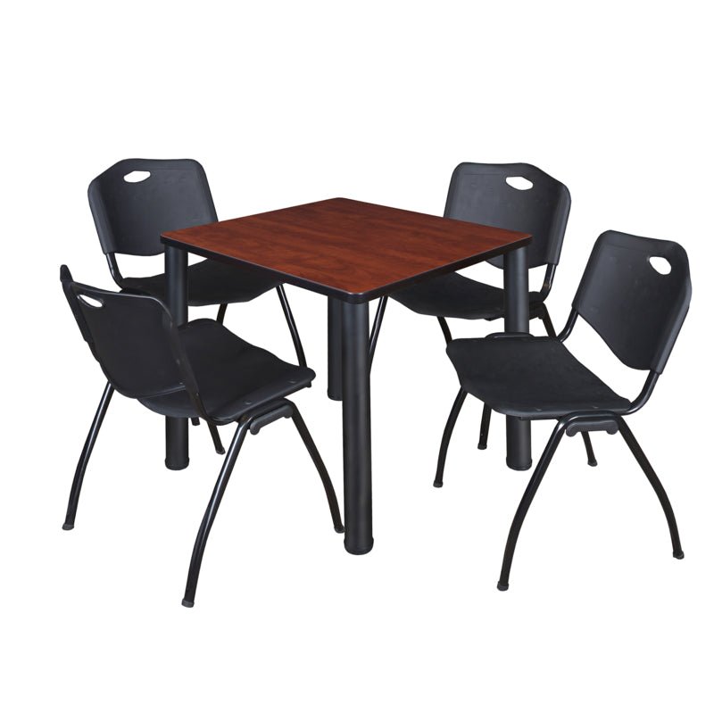 Regency Kee Breakroom Square Table with 4 M Stack Chairs 30" W x 30" D x 29" H (REG - TB3030P4 - 47) - SchoolOutlet