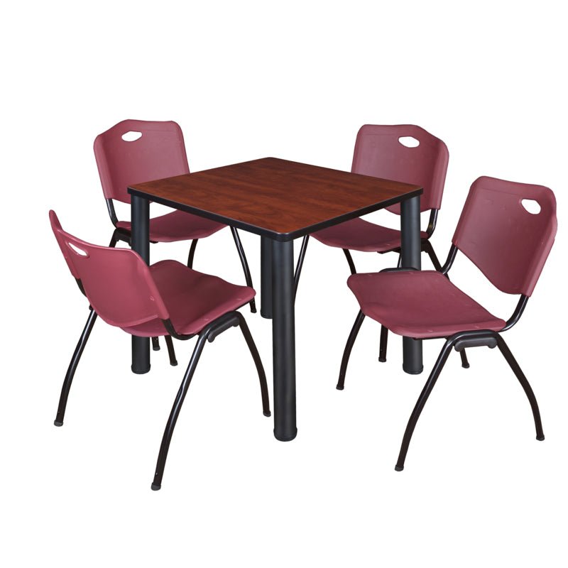 Regency Kee Breakroom Square Table with 4 M Stack Chairs 30" W x 30" D x 29" H (REG - TB3030P4 - 47) - SchoolOutlet