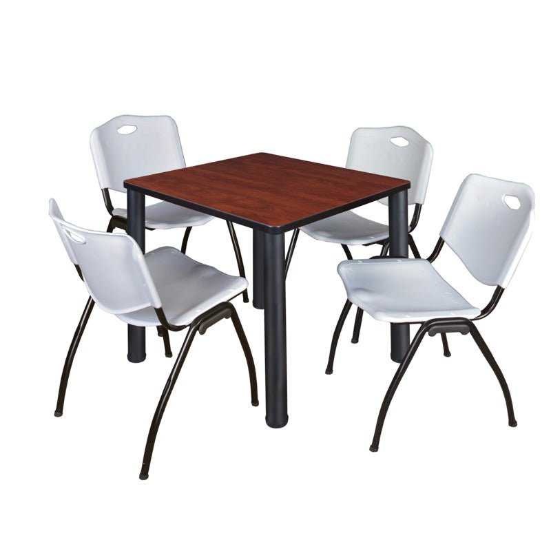 Regency Kee Breakroom Square Table with 4 M Stack Chairs 30" W x 30" D x 29" H (REG - TB3030P4 - 47) - SchoolOutlet