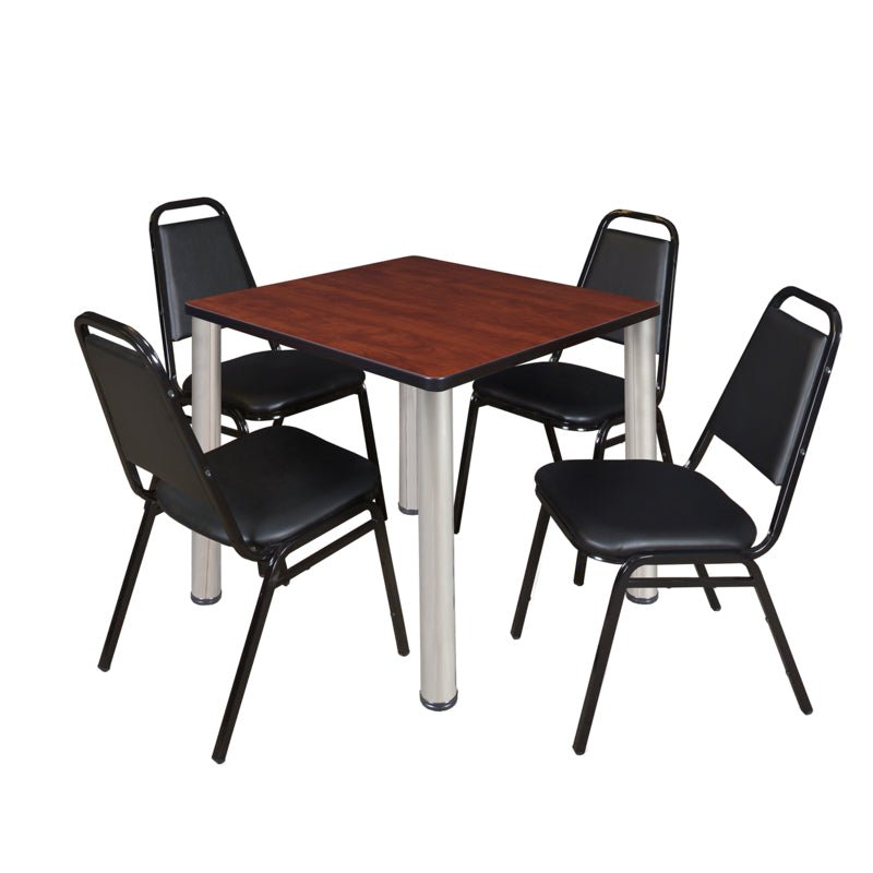 Regency Kee Breakroom Square Table with 4 Restaurant Stack Chairs 30" W x 30" D x 29" H (REG - TB3030P - 29) - SchoolOutlet