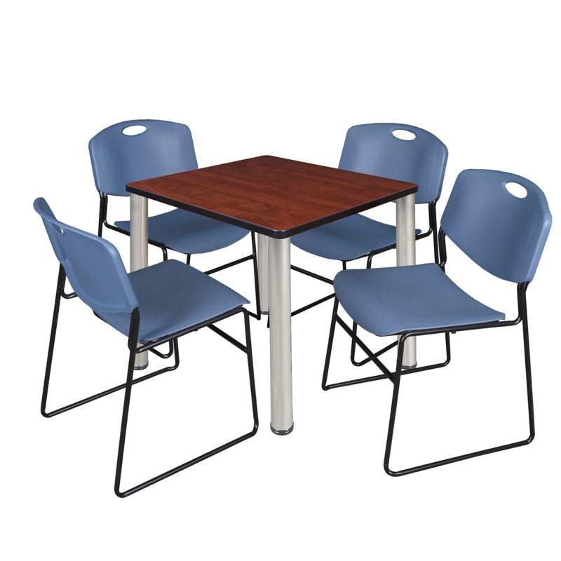 Regency Kee Breakroom Square Table with 4 Zeng Stack Chairs 30" W x 30" D x 29" H (REG - TB30304P - 44) - SchoolOutlet