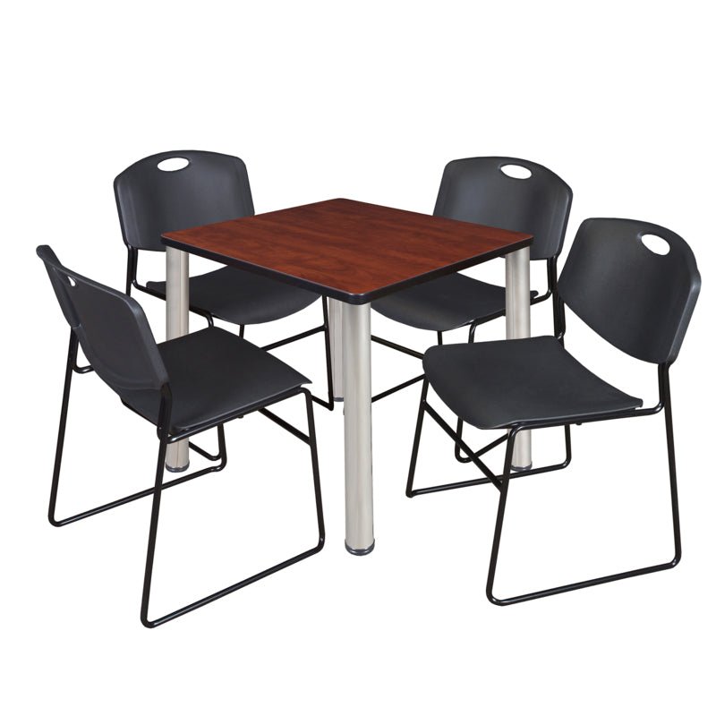 Regency Kee Breakroom Square Table with 4 Zeng Stack Chairs 30" W x 30" D x 29" H (REG - TB30304P - 44) - SchoolOutlet
