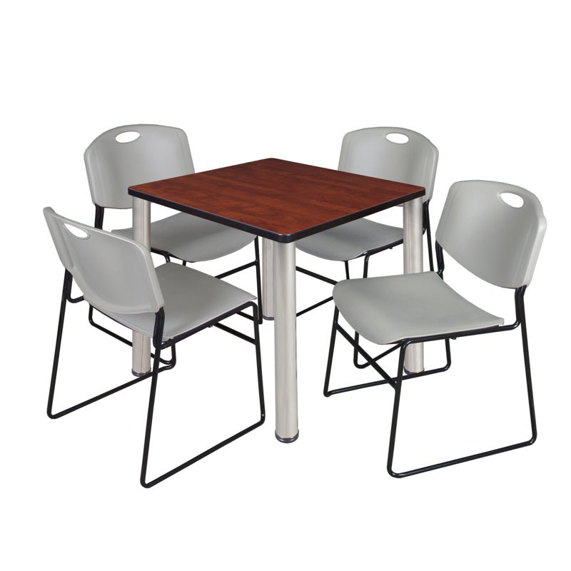 Regency Kee Breakroom Square Table with 4 Zeng Stack Chairs 30" W x 30" D x 29" H (REG - TB30304P - 44) - SchoolOutlet
