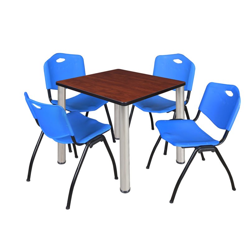 Regency Kee Breakroom Square Table with 4 M Stack Chairs 30" W x 30" D x 29" H (REG - TB3030P4 - 47) - SchoolOutlet