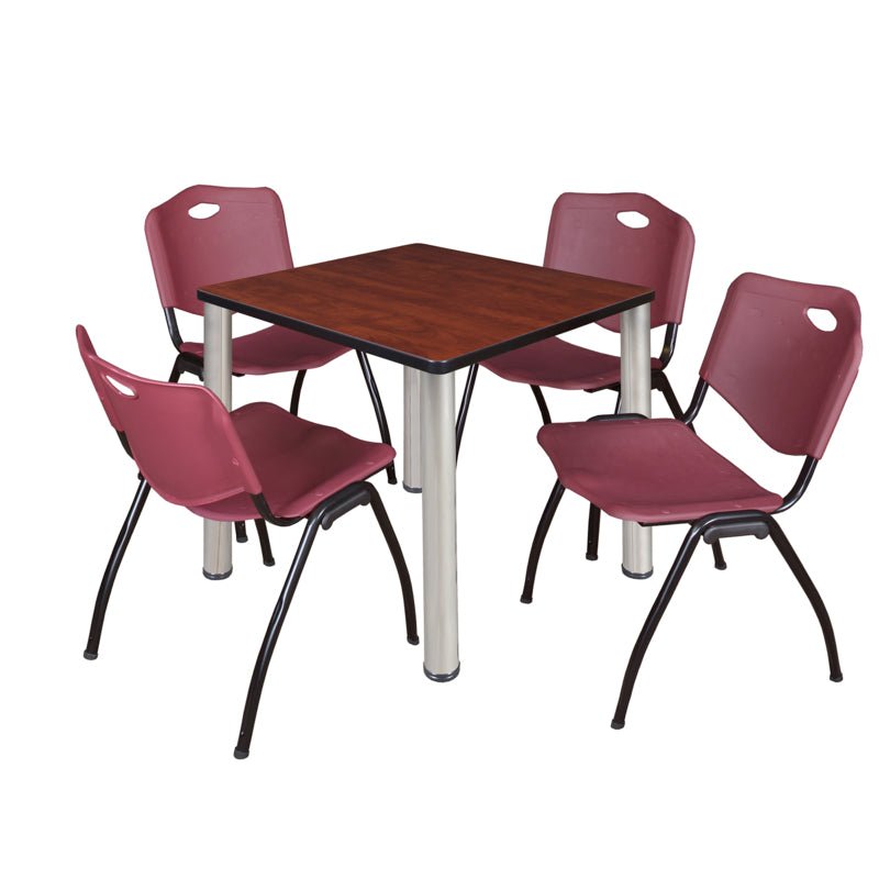 Regency Kee Breakroom Square Table with 4 M Stack Chairs 30" W x 30" D x 29" H (REG - TB3030P4 - 47) - SchoolOutlet