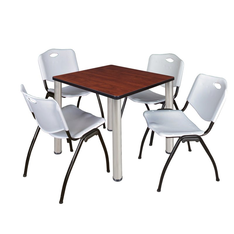Regency Kee Breakroom Square Table with 4 M Stack Chairs 30" W x 30" D x 29" H (REG - TB3030P4 - 47) - SchoolOutlet