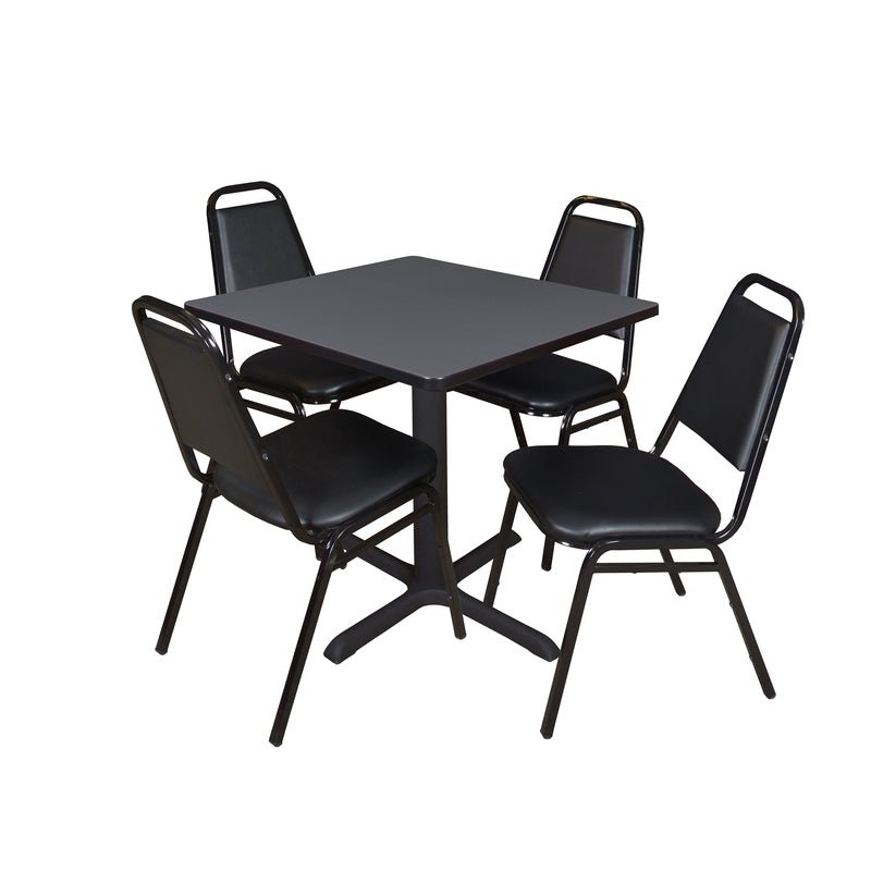 Regency Cain Professional Square Breakroom Table with 4 Restaurant Stack Chairs 30"W x 30"D x 29"H (REG - XZY) - SchoolOutlet