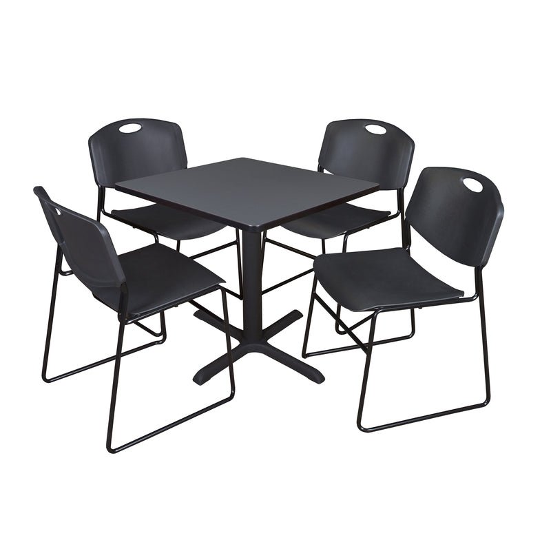 Regency Cain Professional Square Breakroom Table and 4 Zeng Stack Chairs 30"W x 30"D x 29"H (REG - TB3030 - 44) - SchoolOutlet