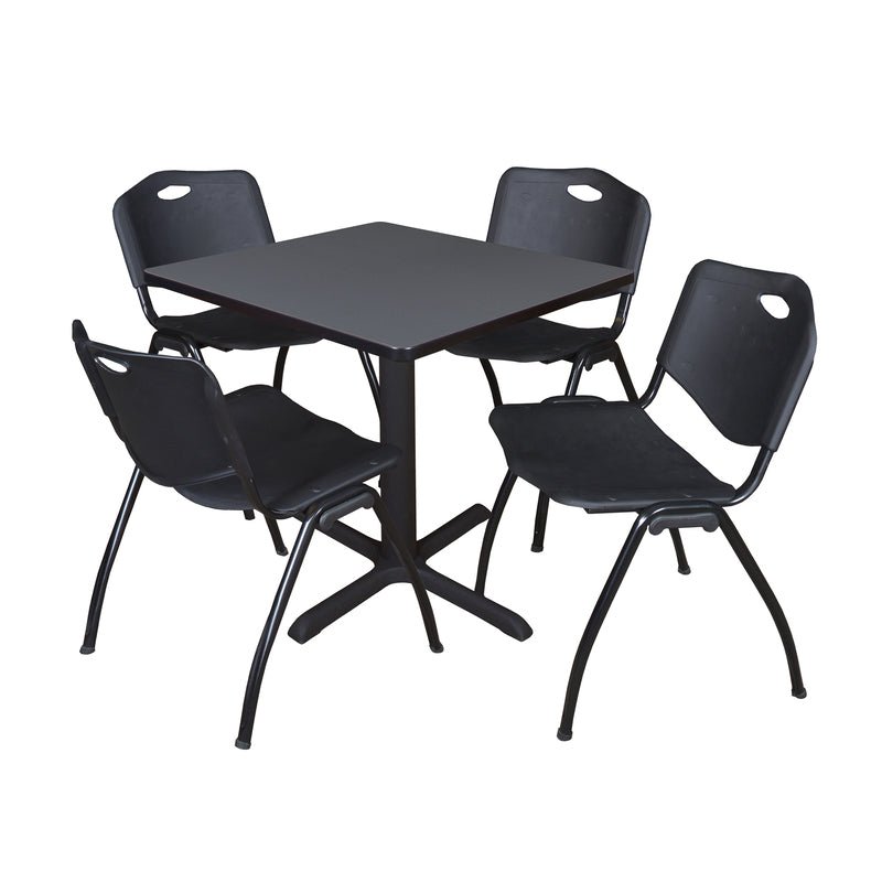 Regency Cain Professional Square Breakroom Table and 4 M Stack Chairs 30"W x 30"D x 29"H (REG - TB3030 - 47) - SchoolOutlet