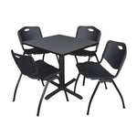 Regency Cain Professional Square Breakroom Table and 4 M Stack Chairs 30