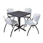 Regency Cain Professional Square Breakroom Table and 4 M Stack Chairs 30