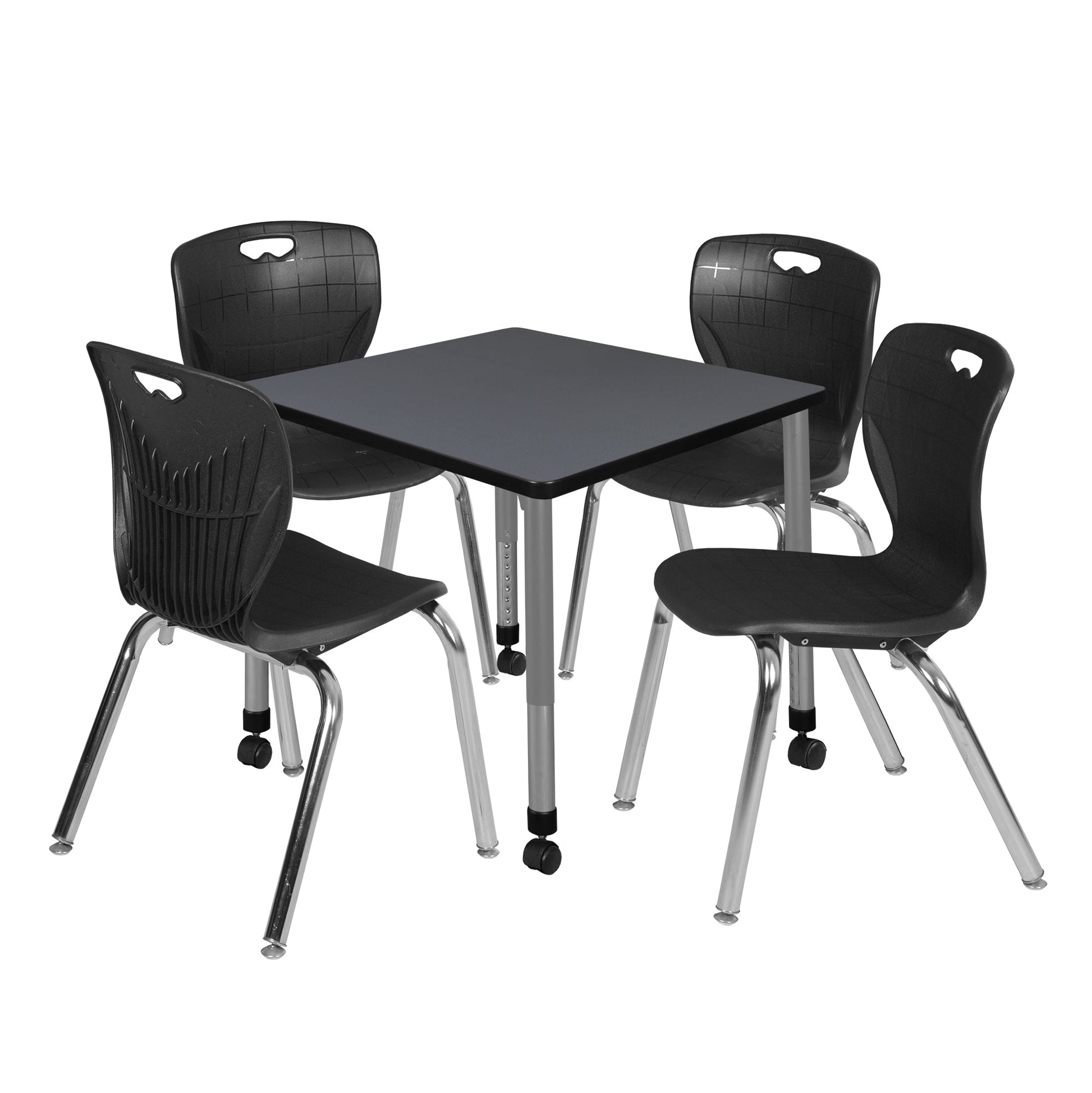 Regency Kee 30 in. Square Adjustable Classroom Table & 4 Andy 18 in. Stack Chairs - SchoolOutlet