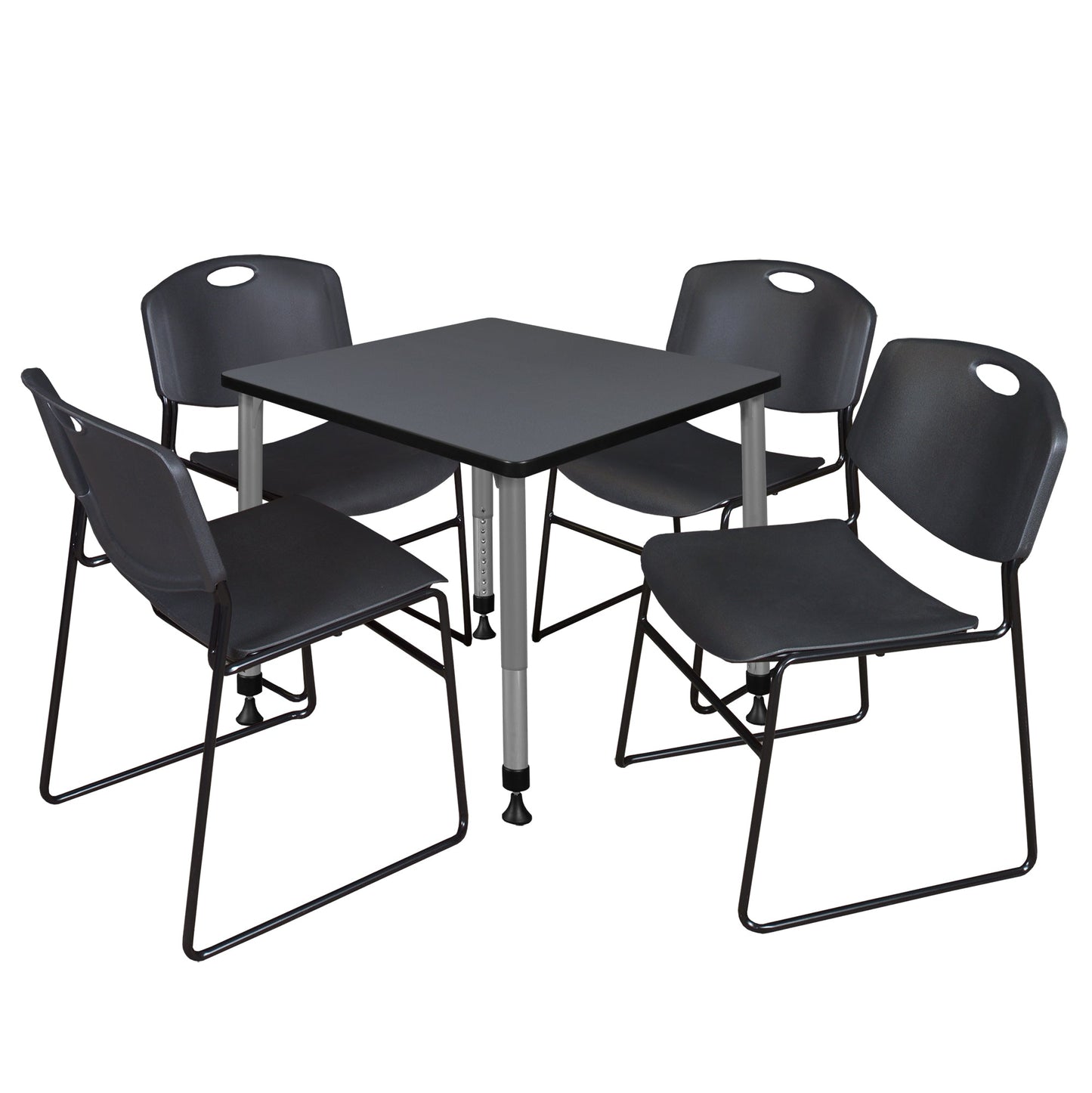 Regency Kee 30 in. Square Adjustable Classroom Table & 4 Zeng Stack Chairs - SchoolOutlet