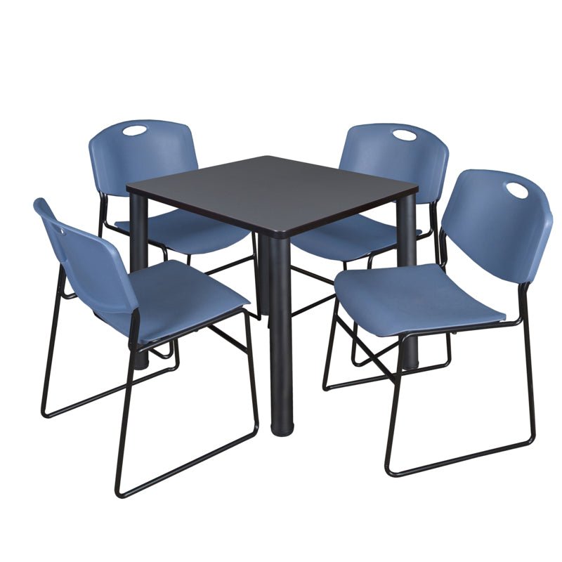 Regency Kee Breakroom Square Table with 4 Zeng Stack Chairs 30" W x 30" D x 29" H (REG - TB30304P - 44) - SchoolOutlet