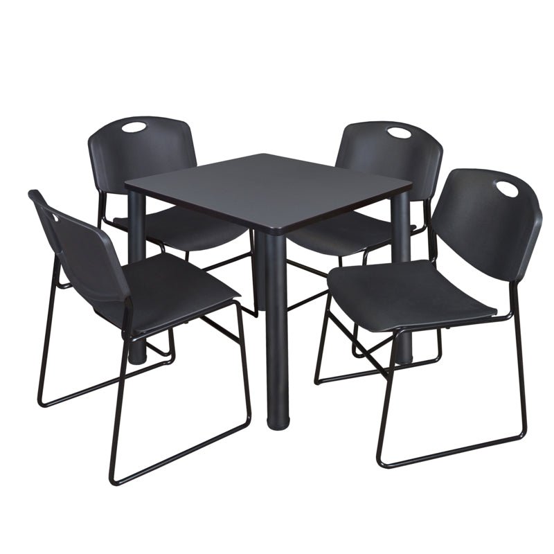 Regency Kee Breakroom Square Table with 4 Zeng Stack Chairs 30" W x 30" D x 29" H (REG - TB30304P - 44) - SchoolOutlet