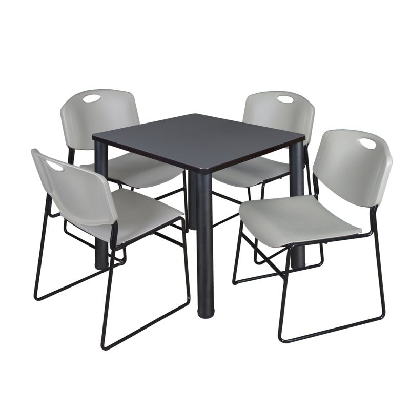 Regency Kee Breakroom Square Table with 4 Zeng Stack Chairs 30" W x 30" D x 29" H (REG - TB30304P - 44) - SchoolOutlet