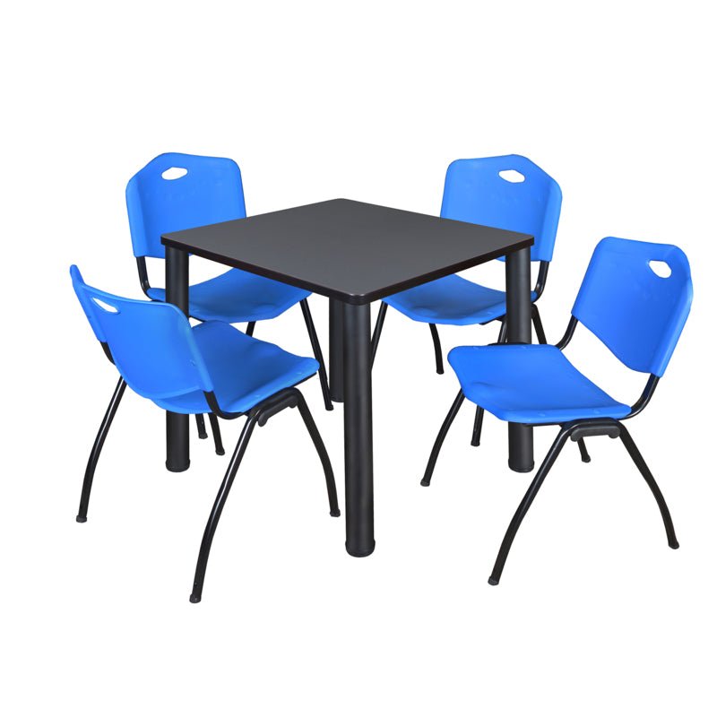 Regency Kee Breakroom Square Table with 4 M Stack Chairs 30" W x 30" D x 29" H (REG - TB3030P4 - 47) - SchoolOutlet