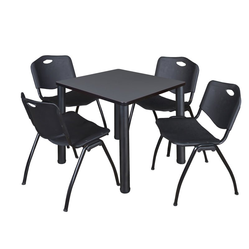 Regency Kee Breakroom Square Table with 4 M Stack Chairs 30" W x 30" D x 29" H (REG - TB3030P4 - 47) - SchoolOutlet