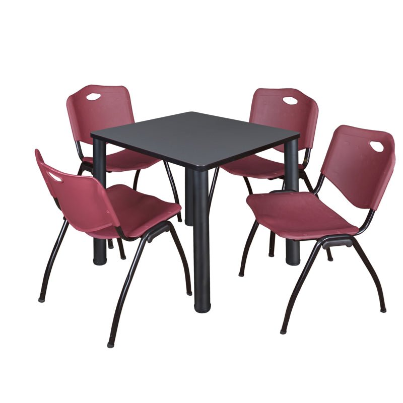 Regency Kee Breakroom Square Table with 4 M Stack Chairs 30" W x 30" D x 29" H (REG - TB3030P4 - 47) - SchoolOutlet