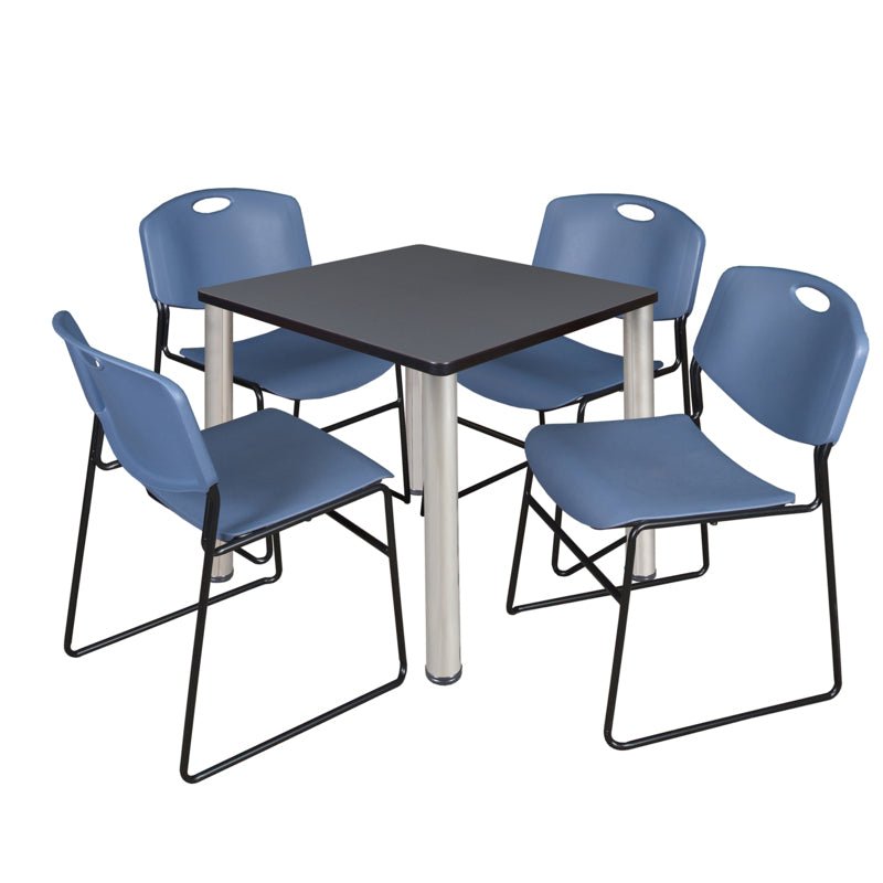 Regency Kee Breakroom Square Table with 4 Zeng Stack Chairs 30" W x 30" D x 29" H (REG - TB30304P - 44) - SchoolOutlet