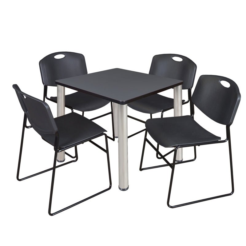 Regency Kee Breakroom Square Table with 4 Zeng Stack Chairs 30" W x 30" D x 29" H (REG - TB30304P - 44) - SchoolOutlet