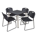 Regency Kee Breakroom Square Table with 4 Zeng Stack Chairs 30
