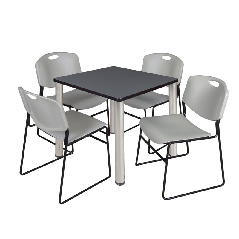 Regency Kee Breakroom Square Table with 4 Zeng Stack Chairs 30" W x 30" D x 29" H (REG - TB30304P - 44) - SchoolOutlet