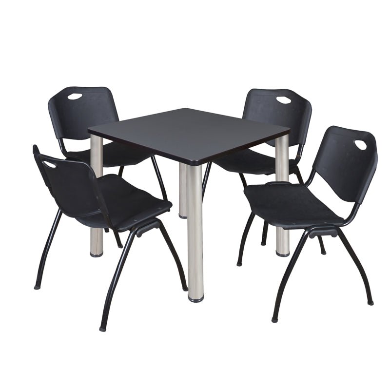 Regency Kee Breakroom Square Table with 4 M Stack Chairs 30" W x 30" D x 29" H (REG - TB3030P4 - 47) - SchoolOutlet