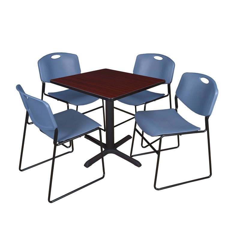 Regency Cain Professional Square Breakroom Table and 4 Zeng Stack Chairs 30"W x 30"D x 29"H (REG - TB3030 - 44) - SchoolOutlet