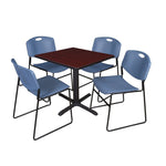 Regency Cain Professional Square Breakroom Table and 4 Zeng Stack Chairs 30