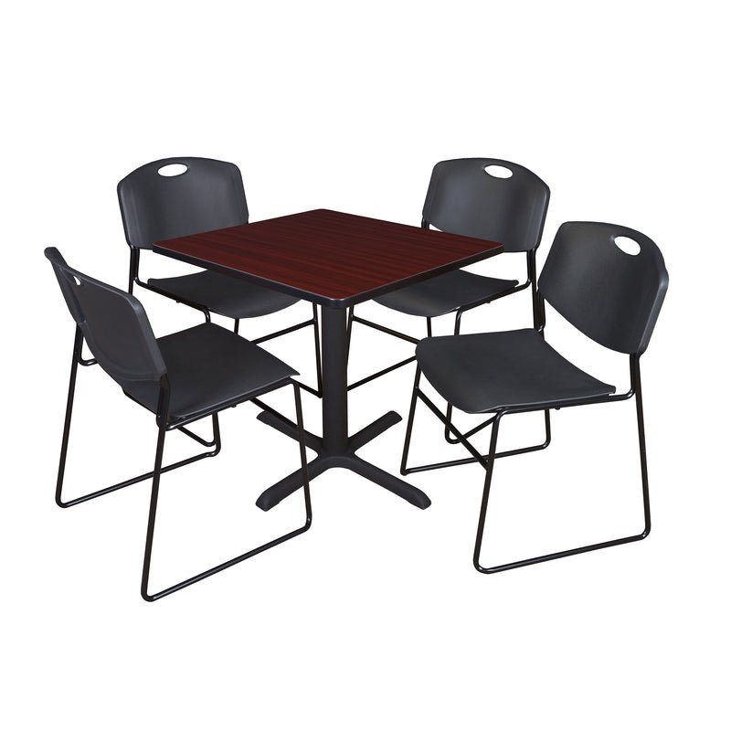 Regency Cain Professional Square Breakroom Table and 4 Zeng Stack Chairs 30"W x 30"D x 29"H (REG - TB3030 - 44) - SchoolOutlet