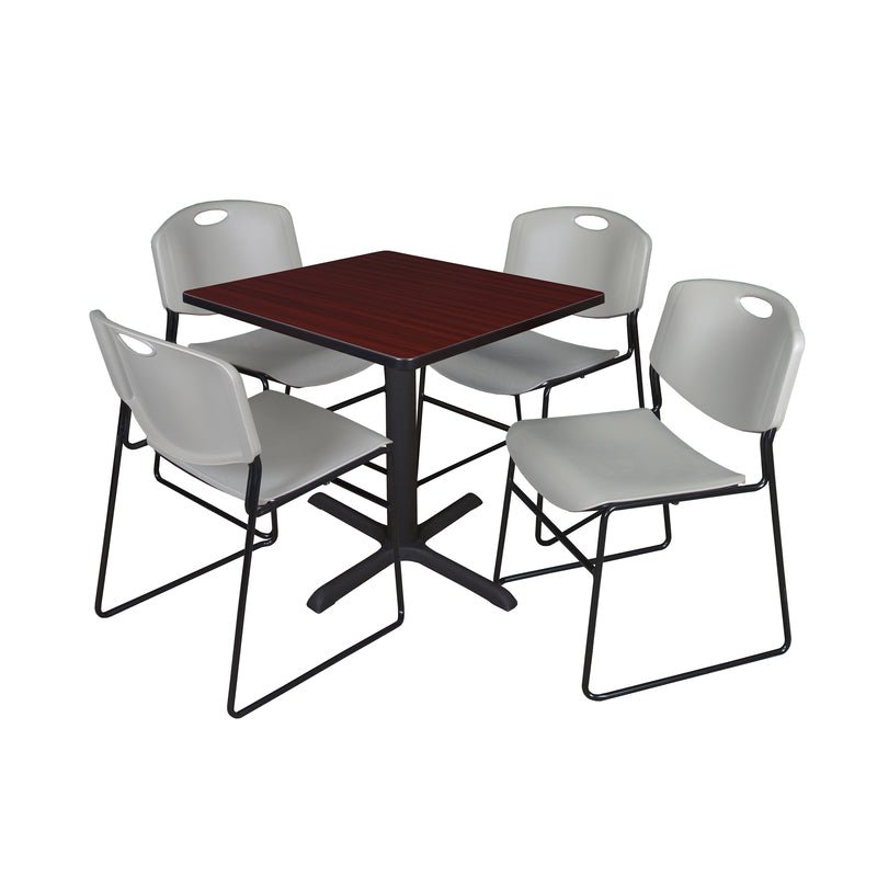 Regency Cain Professional Square Breakroom Table and 4 Zeng Stack Chairs 30"W x 30"D x 29"H (REG - TB3030 - 44) - SchoolOutlet