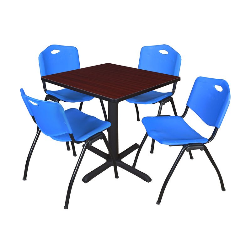 Regency Cain Professional Square Breakroom Table and 4 M Stack Chairs 30"W x 30"D x 29"H (REG - TB3030 - 47) - SchoolOutlet