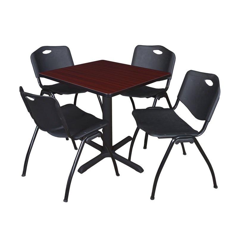 Regency Cain Professional Square Breakroom Table and 4 M Stack Chairs 30"W x 30"D x 29"H (REG - TB3030 - 47) - SchoolOutlet
