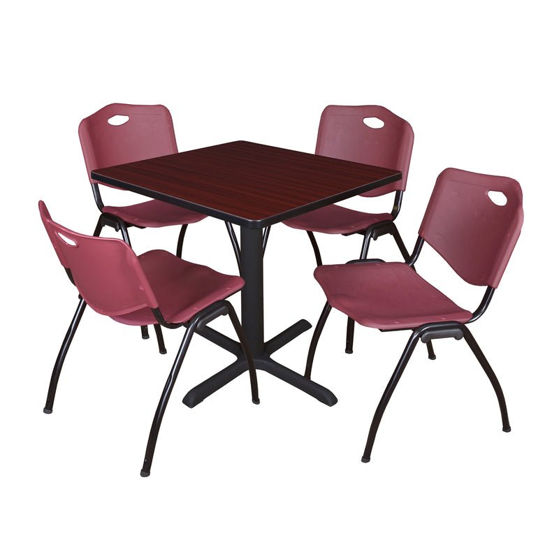 Regency Cain Professional Square Breakroom Table and 4 M Stack Chairs 30"W x 30"D x 29"H (REG - TB3030 - 47) - SchoolOutlet