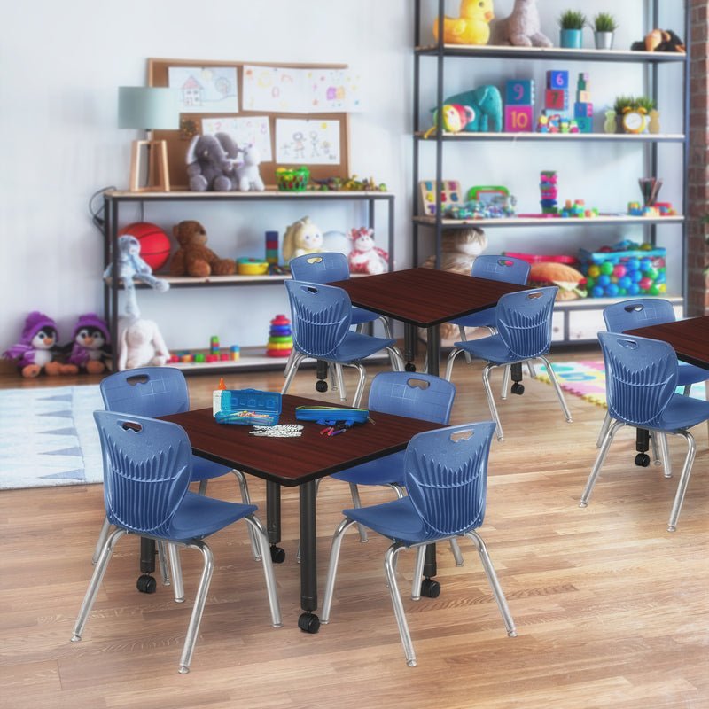 Regency Kee Dynamic Height Adjustable Square Mobile Classroom Activity Table 30"W x 30"D x 23 - 34"H (REG - TB3030) - SchoolOutlet
