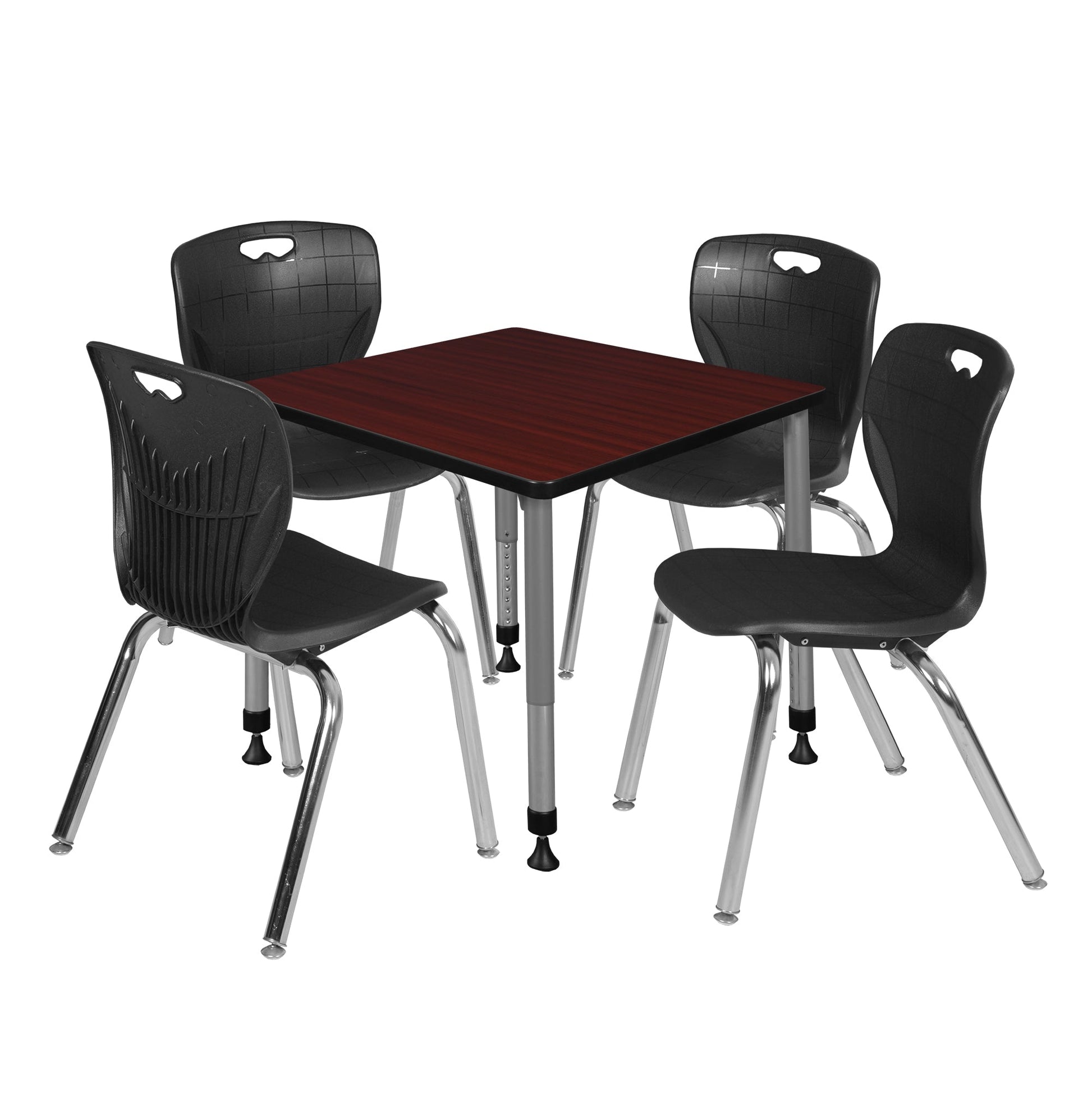 Regency Kee 30 in. Square Adjustable Classroom Table & 4 Andy 18 in. Stack Chairs - SchoolOutlet