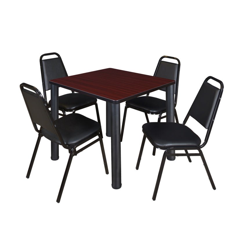 Regency Kee Breakroom Square Table with 4 Restaurant Stack Chairs 30" W x 30" D x 29" H (REG - TB3030P - 29) - SchoolOutlet