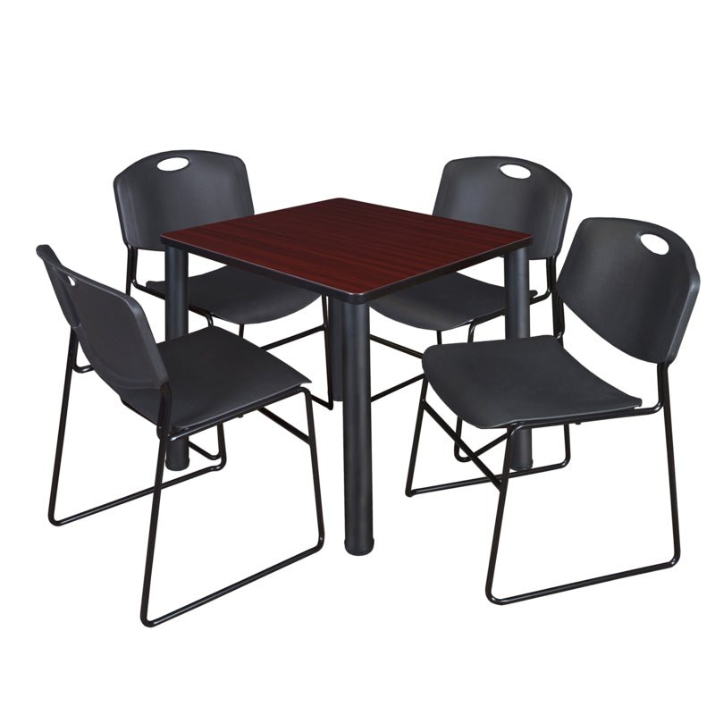 Regency Kee Breakroom Square Table with 4 Zeng Stack Chairs 30" W x 30" D x 29" H (REG - TB30304P - 44) - SchoolOutlet