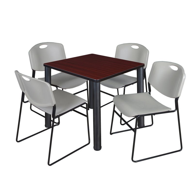 Regency Kee Breakroom Square Table with 4 Zeng Stack Chairs 30" W x 30" D x 29" H (REG - TB30304P - 44) - SchoolOutlet