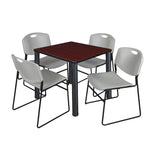 Regency Kee Breakroom Square Table with 4 Zeng Stack Chairs 30