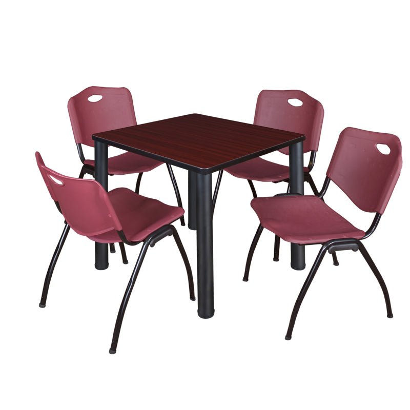 Regency Kee Breakroom Square Table with 4 M Stack Chairs 30" W x 30" D x 29" H (REG - TB3030P4 - 47) - SchoolOutlet
