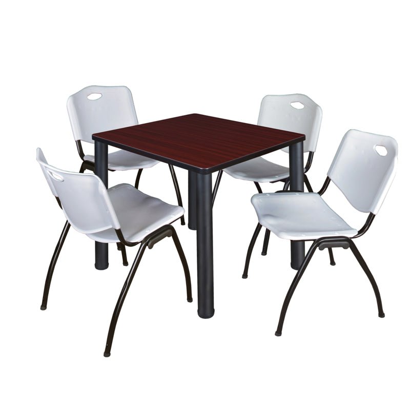 Regency Kee Breakroom Square Table with 4 M Stack Chairs 30" W x 30" D x 29" H (REG - TB3030P4 - 47) - SchoolOutlet